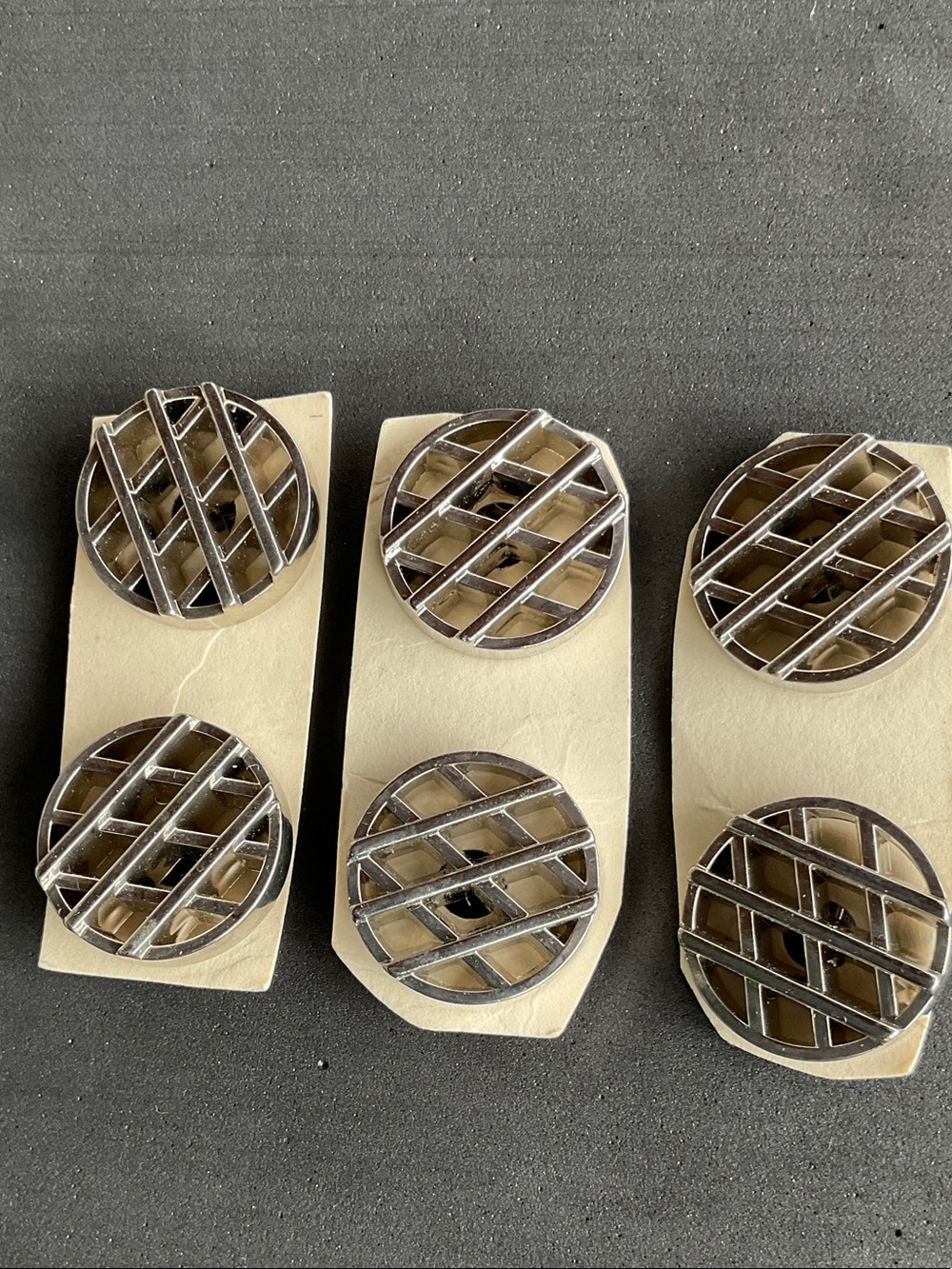 Set of Six Round Silver-tone Lattice Buttons Blumenthal & Co Carlstadt Italy